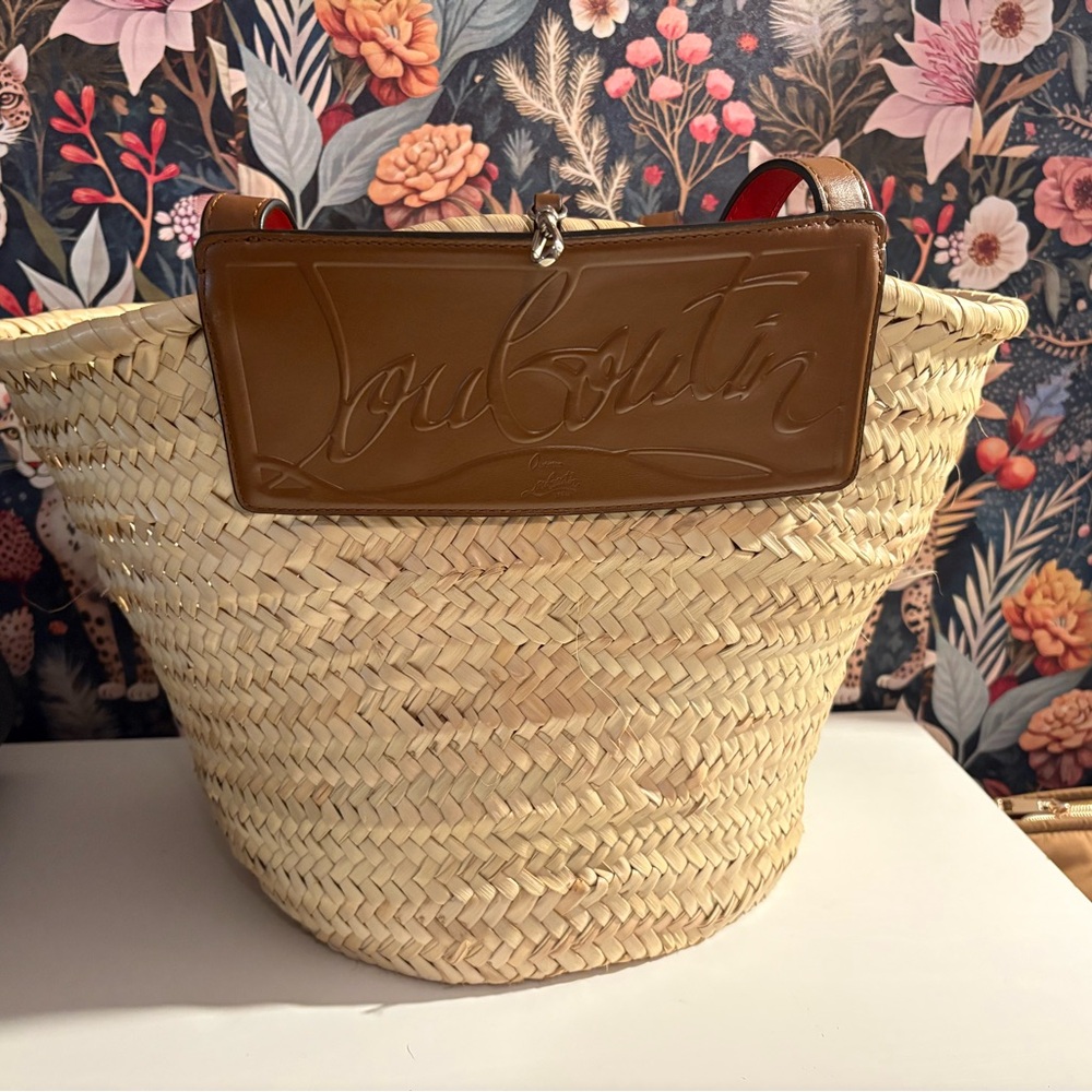 Christian Louboutin Brown and Tan Straw Tote